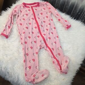 Kickee Pants Pink and White Ballon Patterned Footie